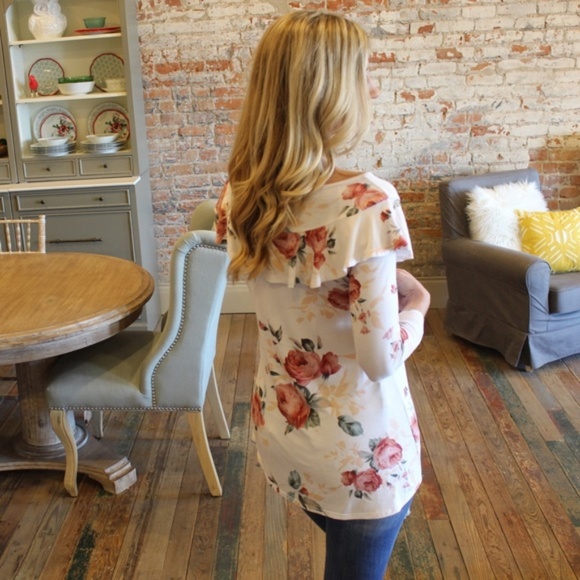 Ivory Floral Ruffle Tunic - Picture 4 of 4